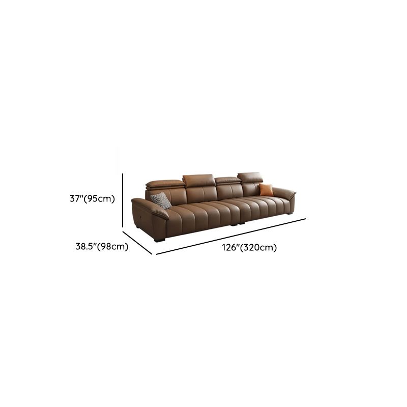 Tear Resistant Standard Sofa in Full Grain Leather with Mocha Upholstery