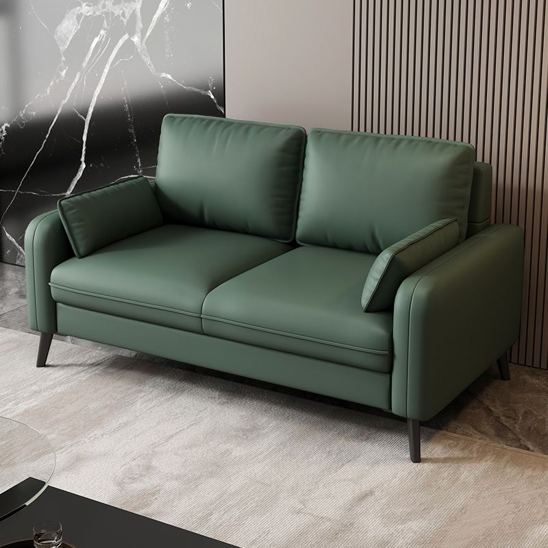 Pu Leather Loveseat in Cerulean/Olive Green/Amber Color with Armrest
