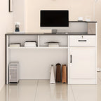 Rectangle Manufactured Wood Top Reception Desk with Locker, Hutch & Cable Management