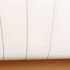 Trendy Panel Headboard in Natural Wood with No Distressing, Scooped Shape for Queen/Full Bed, Sponge Upholstery Fill, Standard Height