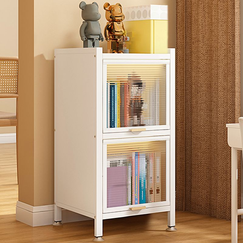 Metal Organizer Shelf with 4/5/3 Shelves, Vertical/Lateral Filing Orientation, Lucite Door, Closed Back