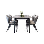 Simplistic Rectangular Dining Table with Gray Slate Top and Fixed Table Mechanism