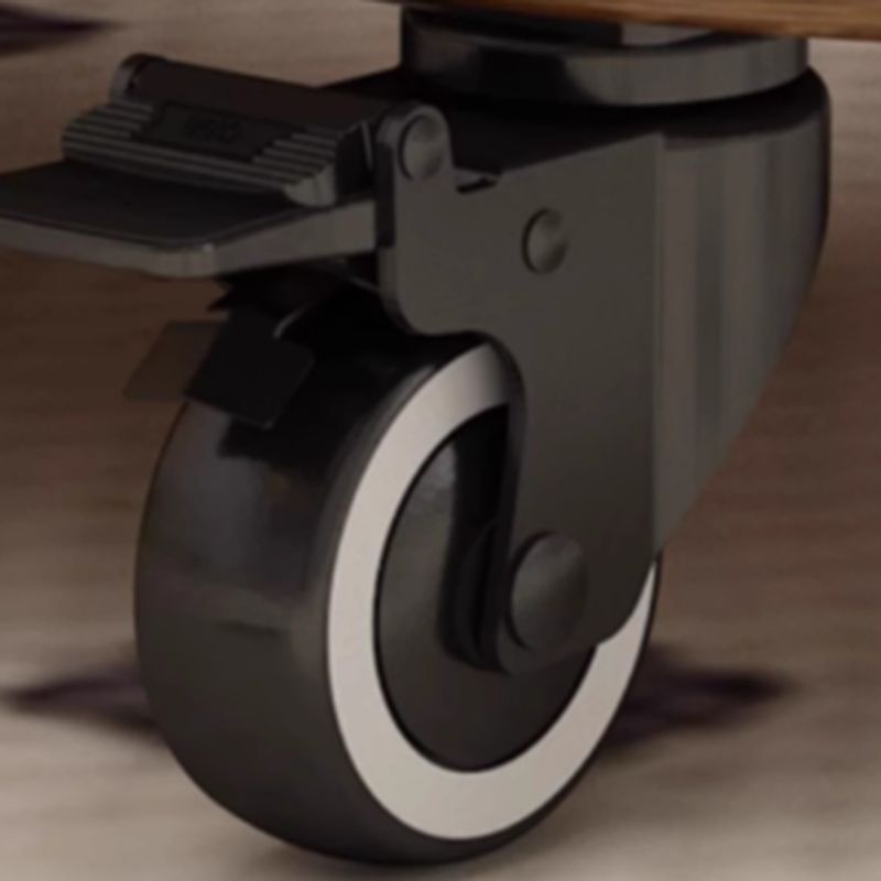 Adjustable Height Crack Resistant Toboggan Base Table with Manual Height Adjustment in Ink/Chalk/Brown, Self-Supporting with Wheels/Casters and Lockable Brakes