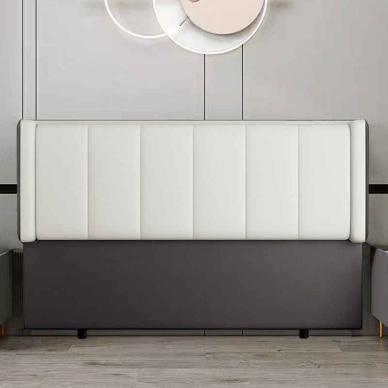 Trendy No Distressing Panel Headboard in Natural Wood, Rectangle Shape for Full/Queen Bed, Sponge Upholstery Fill, Standard Height