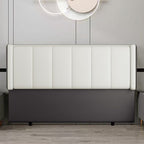 Trendy No Distressing Panel Headboard in Natural Wood, Rectangle Shape for Full/Queen Bed, Sponge Upholstery Fill, Standard Height