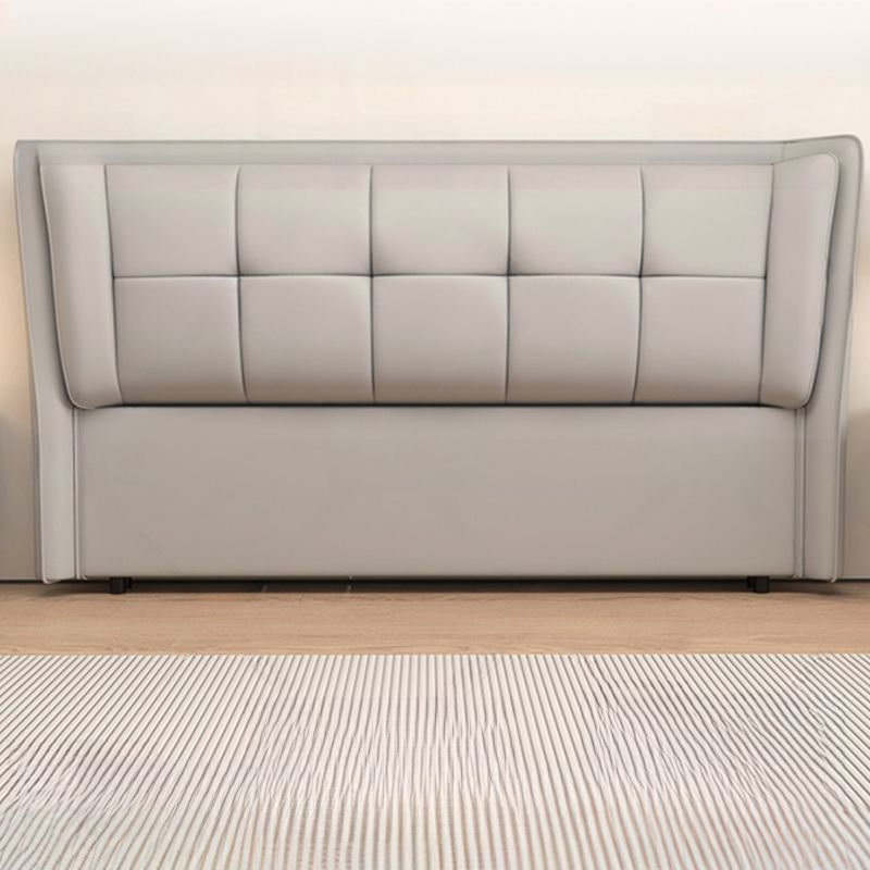 Trendy Wingback Headboard with No Distressing, Piled Tufted Rectangle for Queen/Full Bed, Sponge Upholstery Fill, Standard Height