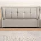 Trendy Wingback Headboard with No Distressing, Piled Tufted Rectangle for Queen/Full Bed, Sponge Upholstery Fill, Standard Height
