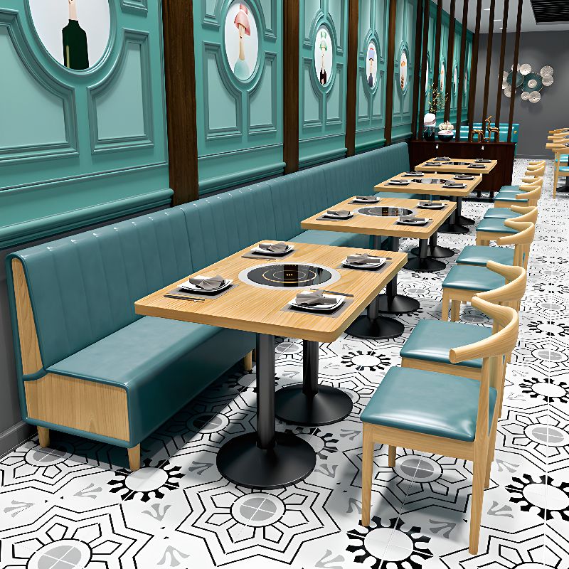 Modern Simple Style Single Sided Booth with Channel Back, 2-person Seating, Wood Grain Frame, and Foam Upholstery
