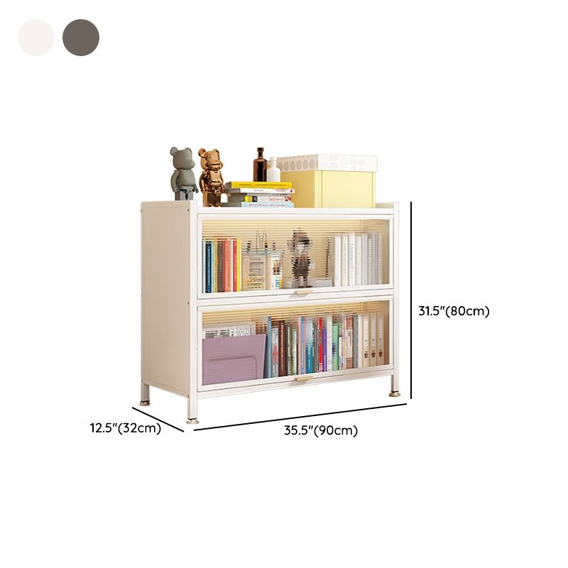 Metal Organizer Shelf with 4/5/3 Shelves, Vertical/Lateral Filing Orientation, Lucite Door, Closed Back