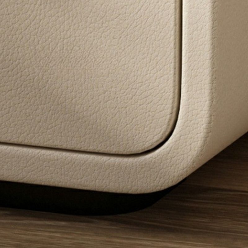 Simplistic Drawer Storage Nightstand with 2 Drawers, Pleather Countertop, and Leg