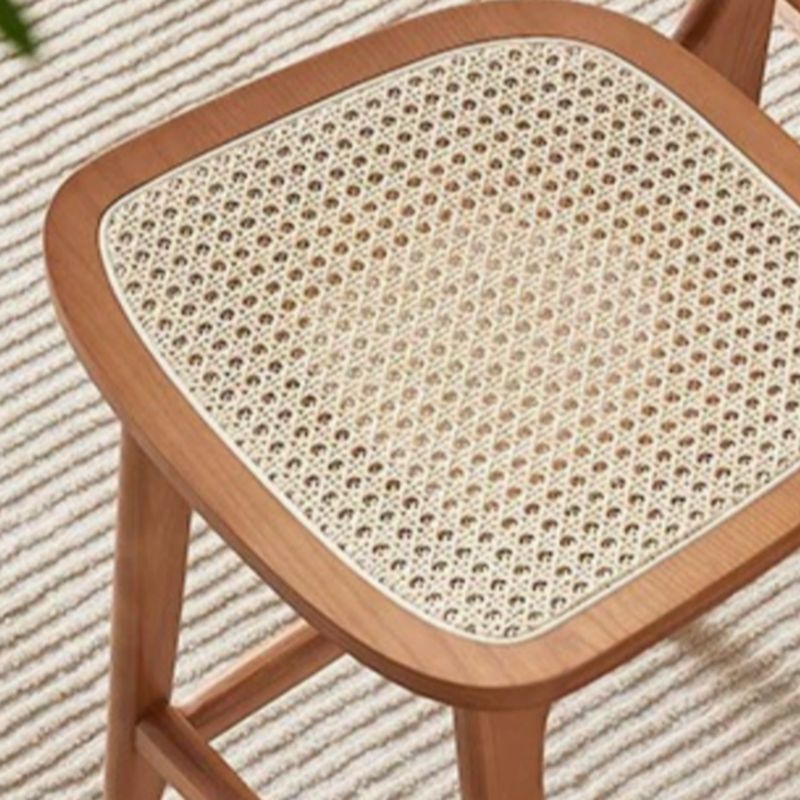 Casual Bar Stools in Midnight Black/Caramel/Natural Color with Cane Back Saddle Seat and Leg Rest