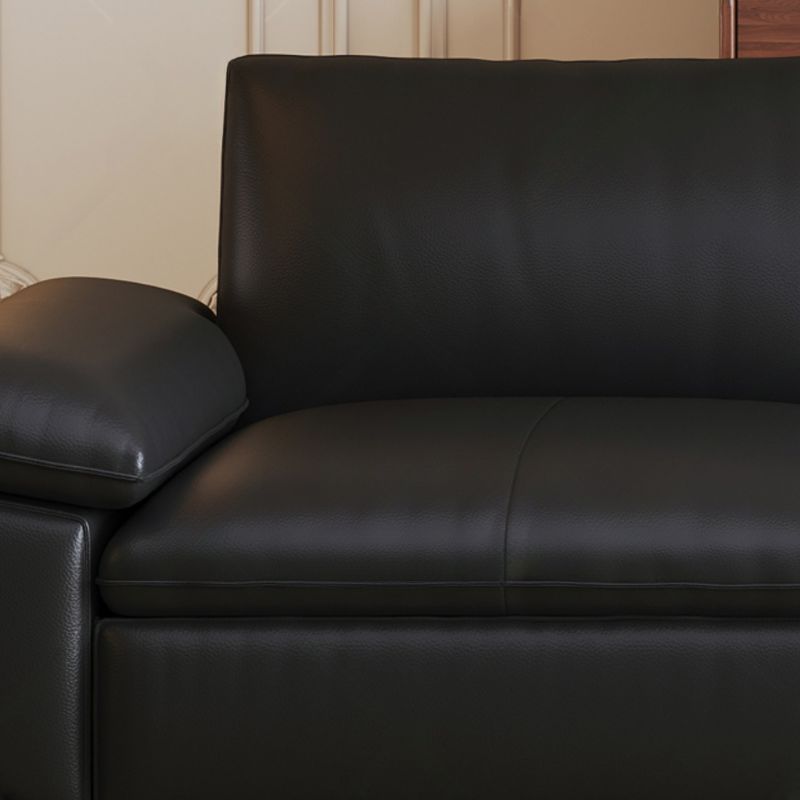 Contemporary Modern Solid Color Scratch-durable Standard Sofa in Midnight Black, Seats 4/3 with 2/3 Pillows