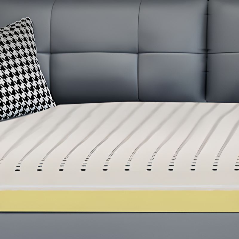 Modish Solid Color Stain Resistant Standard Sofa in Light Gray, Seats 5/4/3 with Receptacle and 2 Pillows