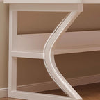 Rectangular Steel Table with Scratch Resistant Surface, Shelves, and Toboggan Base, Includes Cable Management