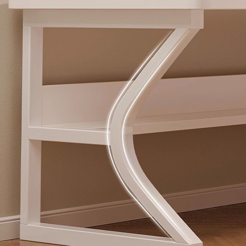 Rectangular Steel Table with Scratch Resistant Surface, Shelves, and Toboggan Base, Includes Cable Management