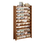 Art Deco Bambusa Rectangle Shoe Rack with 8/11/10 Shelves, Floor Mounted for 21-30 Pairs in Drawing Room