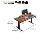Minimalist Height Adjustable Gaming Computer Desk in Auburn/Natural with Distortion-resistant T-Shape Base and Headphone Hook, Solid Wood Top
