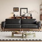 Modish Solid Color Stain Resistant Standard Sofa/Loveseat in Black for 4-seater/2