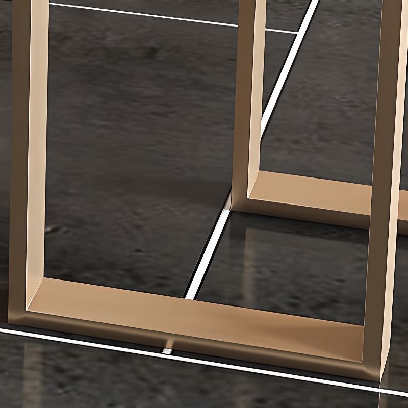 Luxurious High Top Table with White Marble Top, Dual Footing, Seating for 4/6/8, Chalk Color, Rectangle Shape