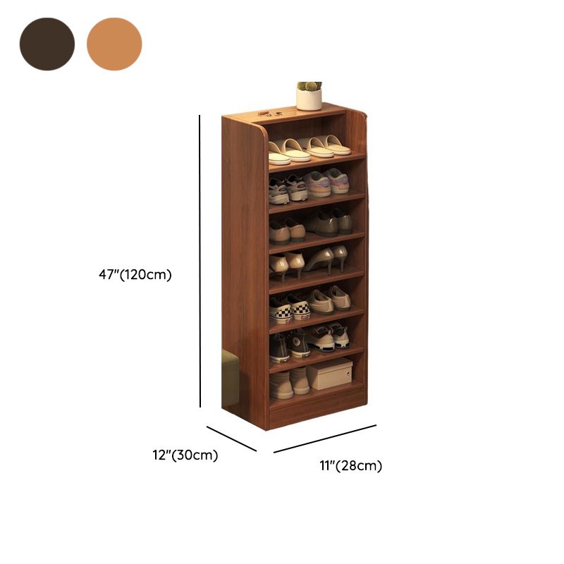 Art Deco Composite Wood Rectangle Shoe Rack with 7/6/5 Shelves for 1-20 Pairs in Drawing Room, Closed Back