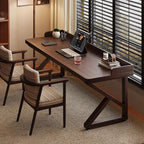 Casual Writing Desk with Easy Assembly, Scratch-proof Sleigh Base in Sepia Pine Wood with Baffle
