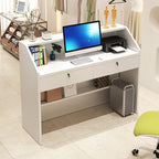 Rectangle Wood Grain Reception Desk with Locking Drawer, Hutch, Manufactured Wood Top