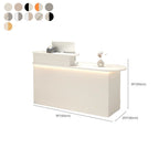 Rectangle Manufactured Wood Reception Desk with Stone Top, Locker, Keyboard Tray, and Filing Cabinet