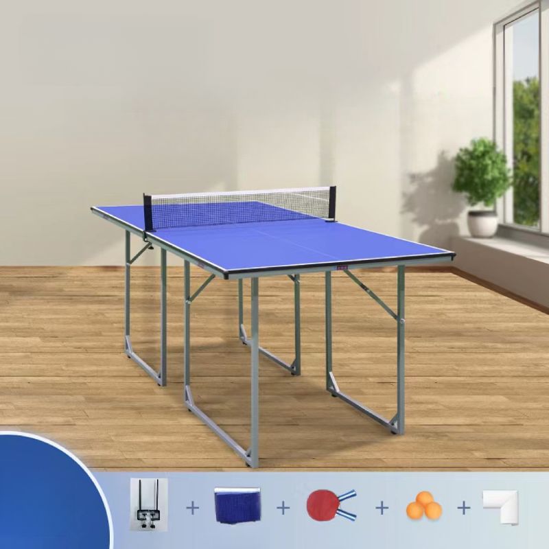 Indoor Composite Wood Ping Pong Table with Ink/Rose/Cerulean Top and Included Table Tennis Paddle