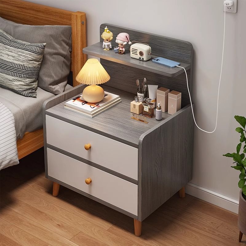 Modish Drawer Storage Bedside Table with 1 Drawer, 3 Shelves, and Composite Wood Countertop