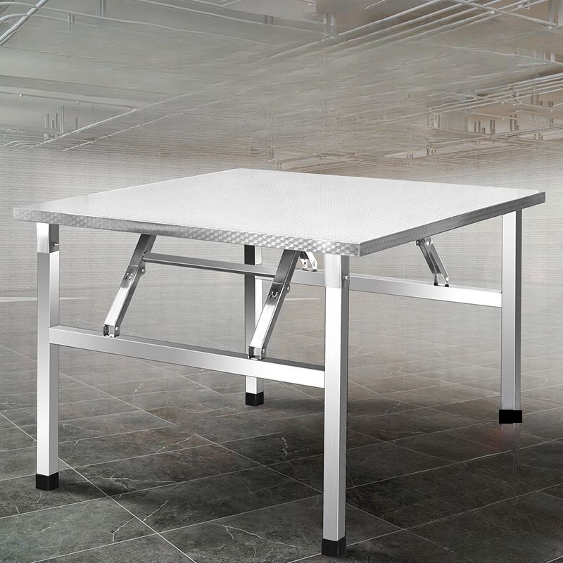 Stainless Steel Trendy Heavy Duty Square Foldable Banquet Table with Scratch-shielded Stainless Alloy Top