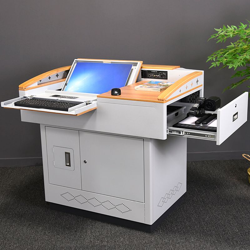 White Industrial Steel Full Podium with Storage