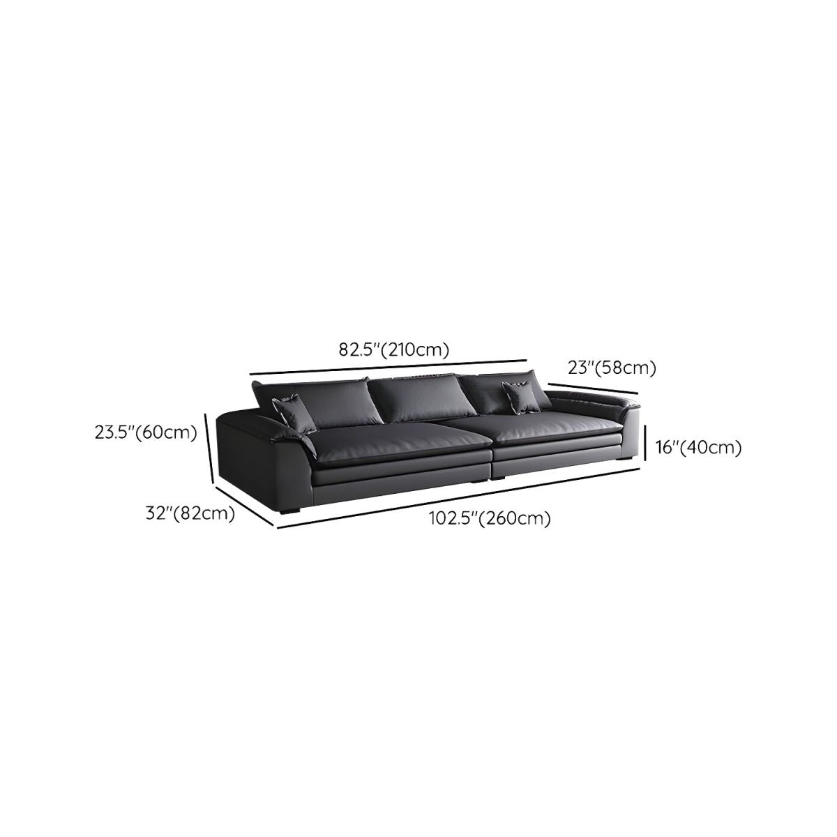 Modern Flared Arm Sofa with Water Resistant and Bolster Pillows