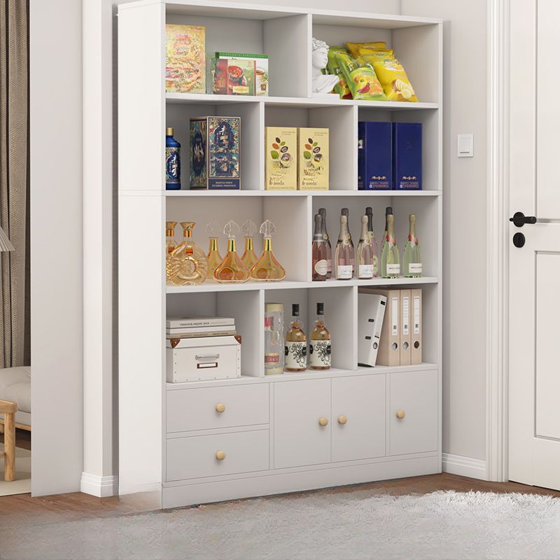 Sleek Wooden Cabinet Set with Receptacle Storage and Uncovered Storage