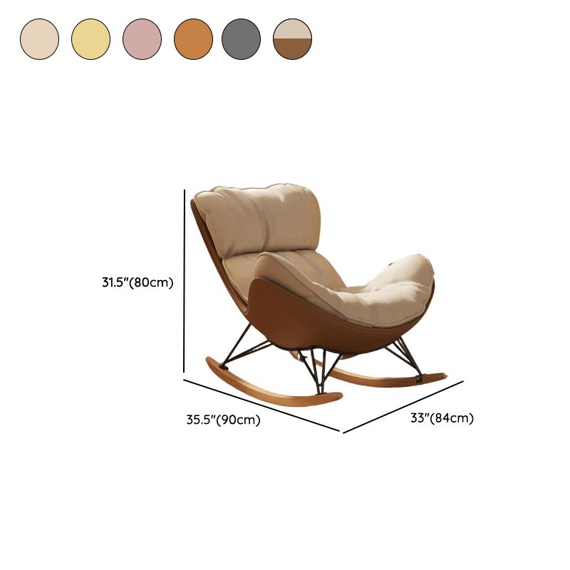 Simple Upholstered 2 Piece Set Porch Rocker with Scratch-tolerant Padded Ottoman