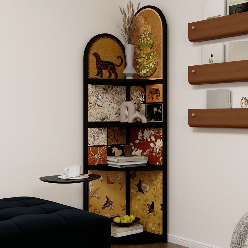 Modern Simple Style Nook Decorative Cabinet with 3/4 Exterior Shelves, Laminate Countertop in Midnight Black