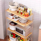 Art Deco Solid Wood Rectangle Shoe Rack with Nature Finish and Adjustable Shelves for 11-20 Pairs in Drawing Room