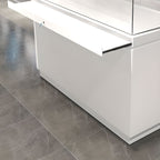 White Finished Trendy Style Glass Flooring Display Stand with 1 Shelf