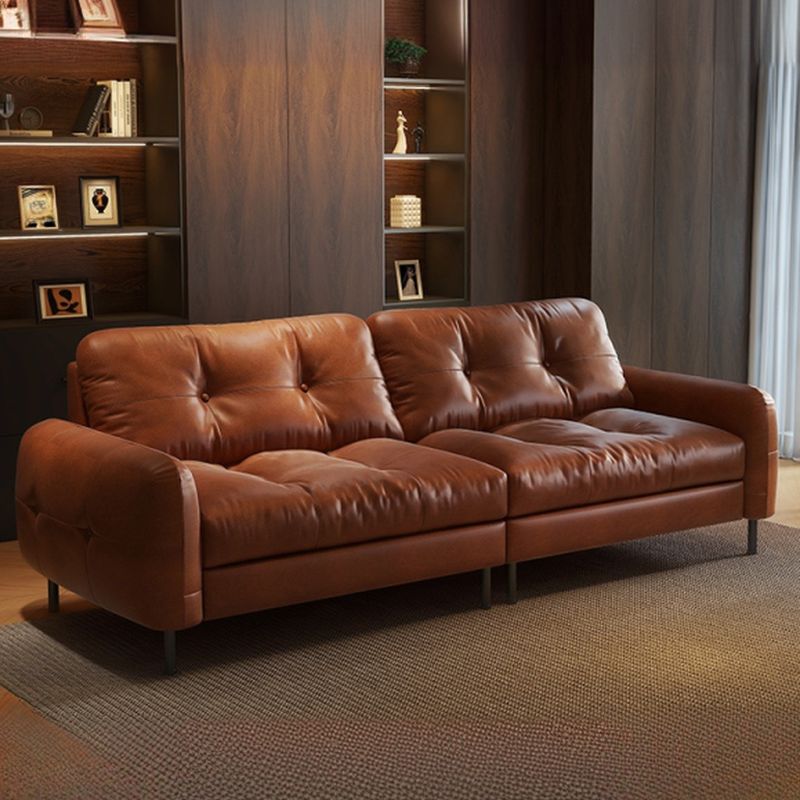 Contemporary Modern Solid Color Stain Resistant Standard Sofa in Gray/Sepia/Amber Color with Arm, Seating Capacity for 3/4-seater