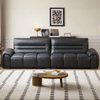 Modish Solid Color Stain Resistant Standard Sofa in Midnight Black Pu Leather, Seats 4/Seats 3/2-seater with 2 Pillows