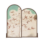 Minimalist Translucent Screen Divider with 2 Panels, Double Sided Print, and Independent Gauze