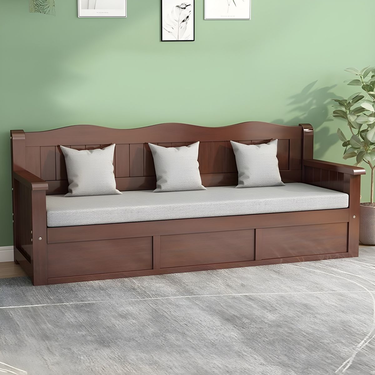 Gray Cotton and Linen Modern Sofa with Storage and Foam Cushioning