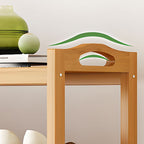 Art Deco Bambusa Rectangle Shoe Rack with Nature Finish, Featuring 4/3/5 Shelves for 21-30/11-20/1-10 Pairs in Drawing Room