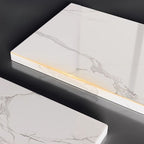 Modern Simple Style Sideboard with Hutch, Narrow Stone Countertop, Adaptable Shelf, and 3/4/5 Doors