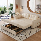 Scratch-immune and Rainproof Sleeper Futon Bed with Tufted Back, Loveseat Capacity, and Container Storage, Featuring Stitch-tufted Design in California King/King/Queen Sizes with Pillow