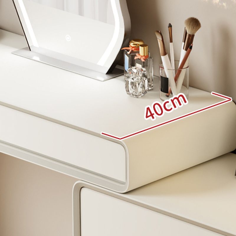 Modish Large Vanity Set with Reclaimed Wood Table Top, White Chair, and 8 Drawers/5 Drawers