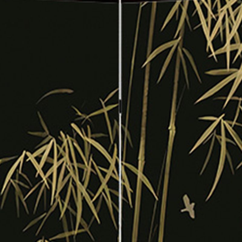 Screen Divider Minimalist Opaque Fold-up with Natural Wood Frame, 4 Panels, Double Sided Print, and Independent Design