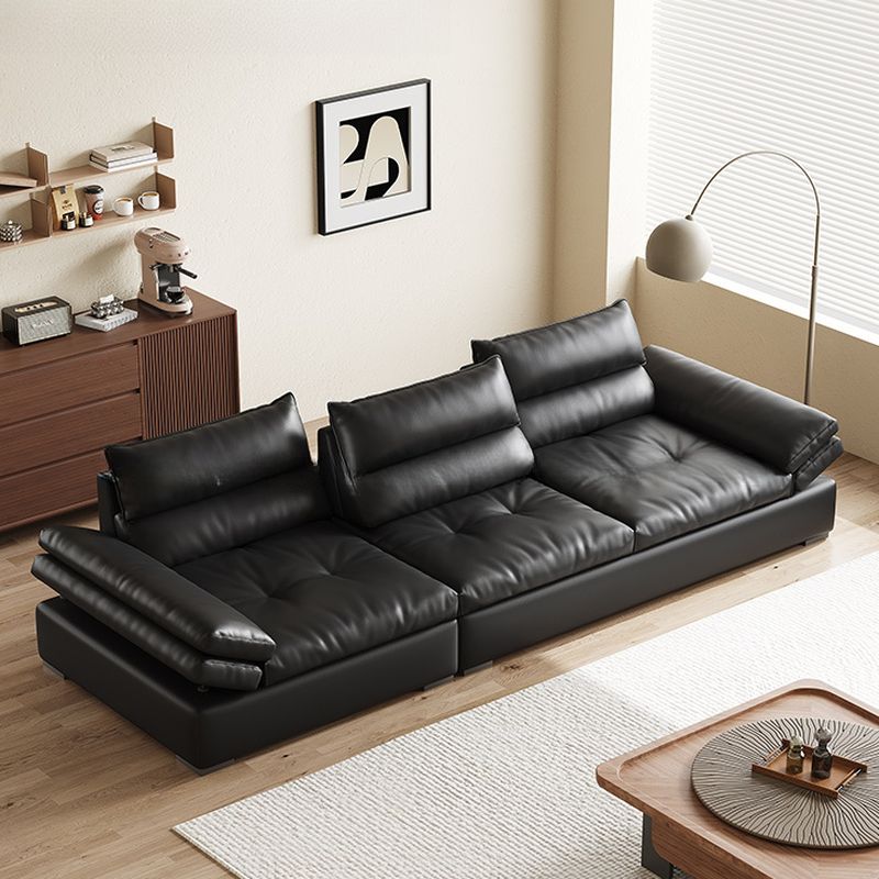 Modish Solid Color Stain Resistant Standard Sofa/Loveseat in Black, for 2/3-Seater/4-Seater