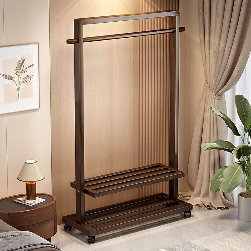 Black/White/Natural Hall Rack with Receptacle, 2 Shelves and 2 Hooks/5 Hooks in a Modern Simple Style