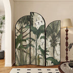 Screen Divider Minimalist Indoor Opaque Fold-up with 3 Panels, Flaxen Material, and Independent Design