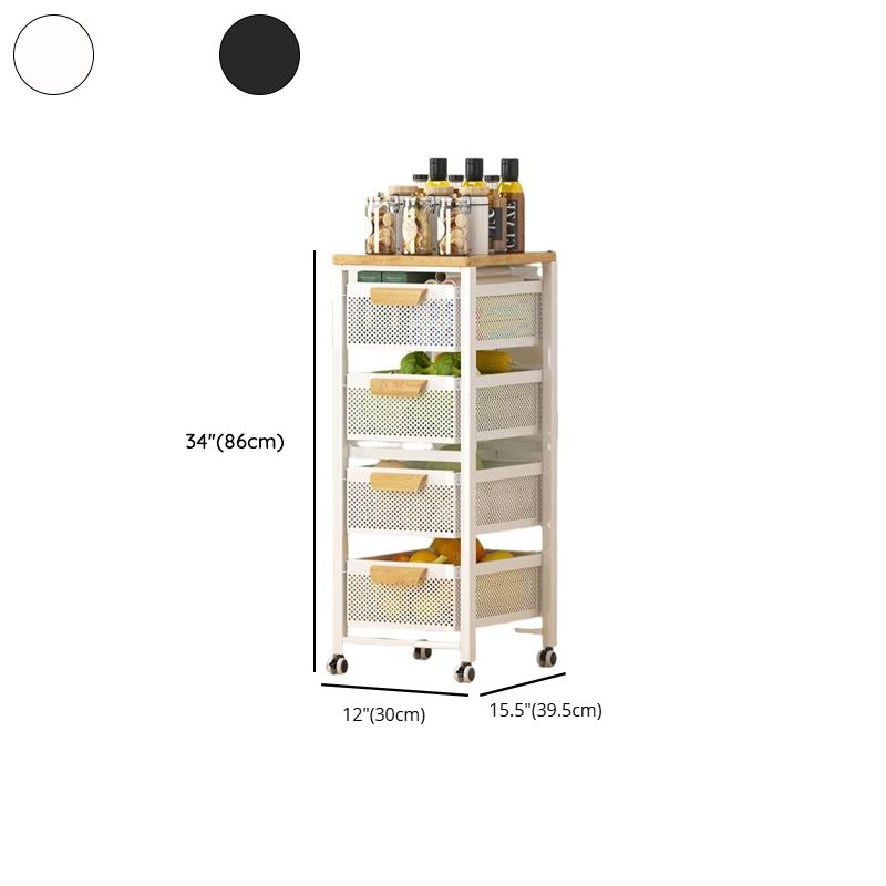 Portable Center with Metal Countertop, Basket, and 4/3 Baskets